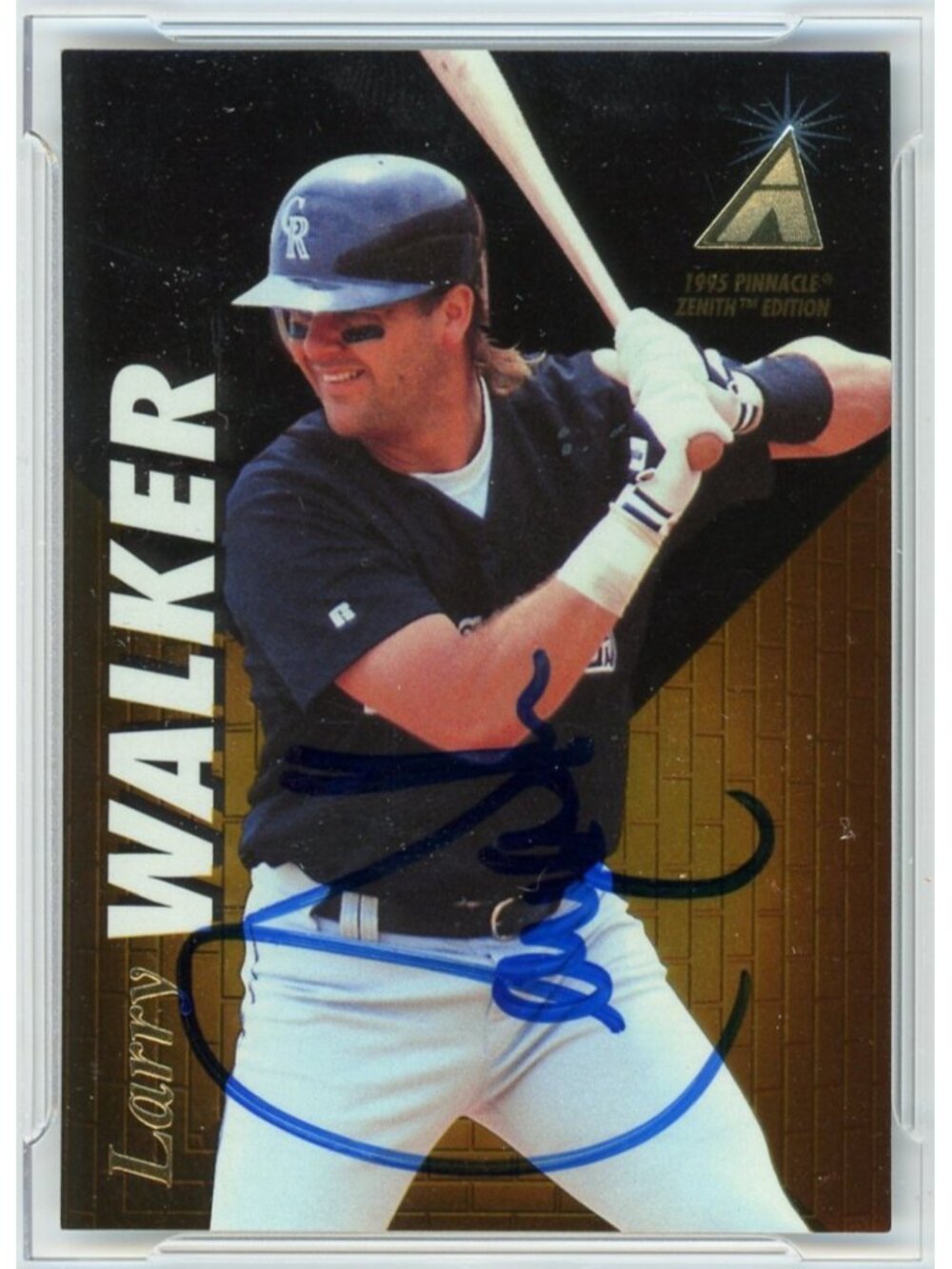 Larry Walker Signed 1995 Pinnacle Zenith #67 Rockies BAS Slab Auto HOF MLB Card